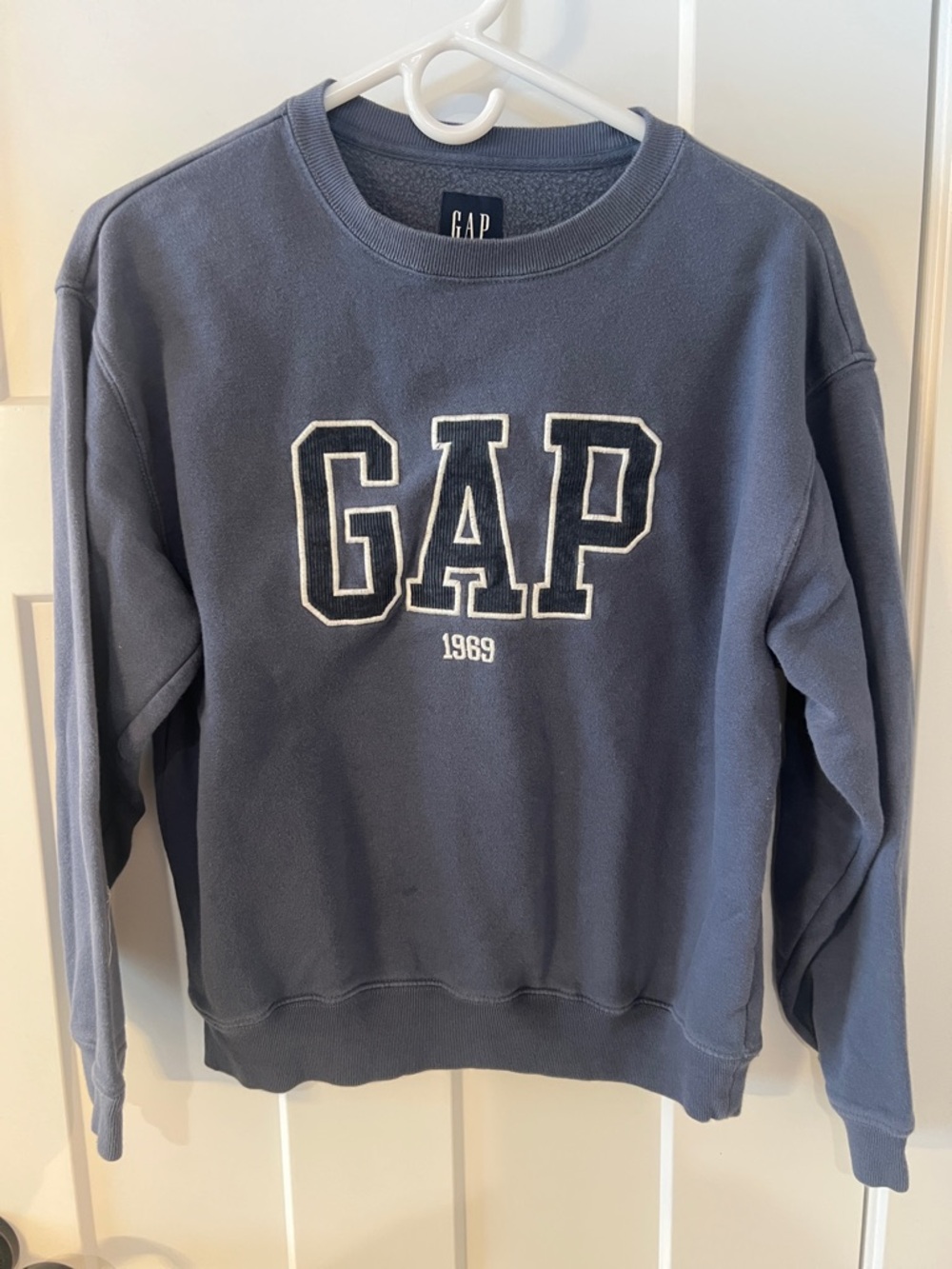 GAP Blue Gray Logo Sweatshirt XS Crewneck Pullover 1969 Classic